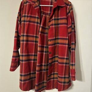 LuLaRoe Red Plaid Button-Up Shirt